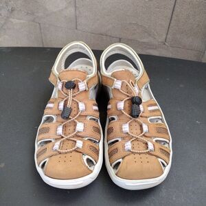 Clarks Privo Leather Fisherman Comfort  Walking Sandals Womens Size 7.5 Brown